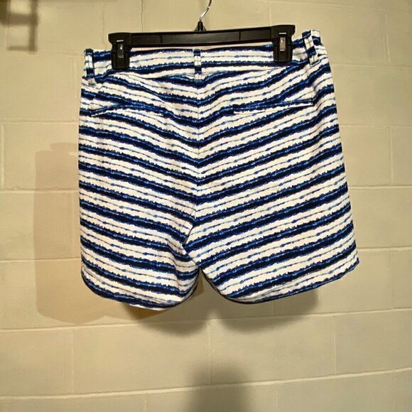 SPANX Sunshine 6” Short Blue Stripe UPF50+ Stretch Golf Beach Travel Pockets NWT - Picture 9 of 12